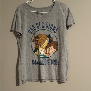 Disney Gray Tee- Beauty and the Beast Design - ‘Bad Decisions make good stories’